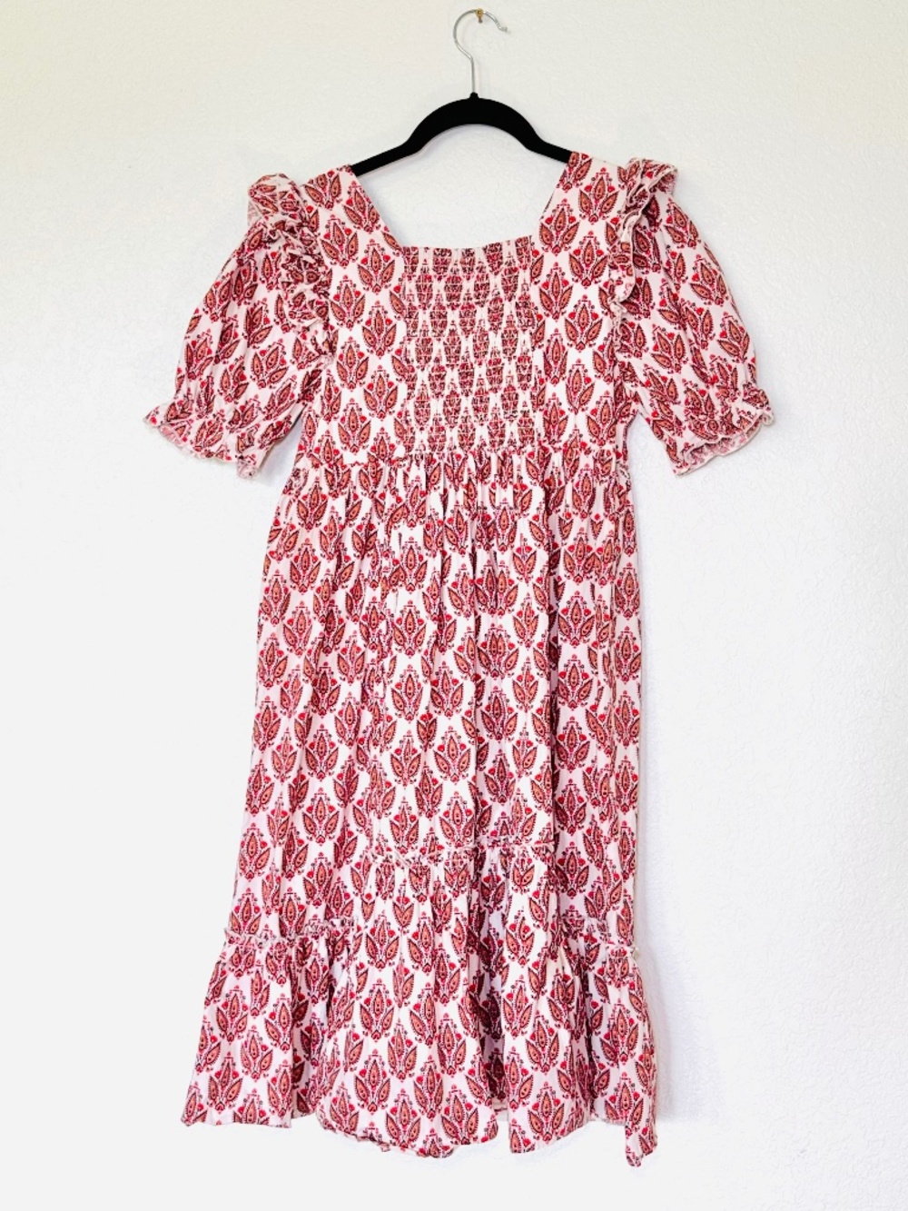 A Loves A Dress Girls XL Paisley Ruffles Smocked Midi Red Family Pictures Dressy - Picture 8 of 12
